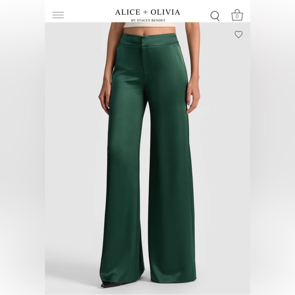 Alice + Olivia Forest Green Wide-Leg Pants - Picture 2 of 4